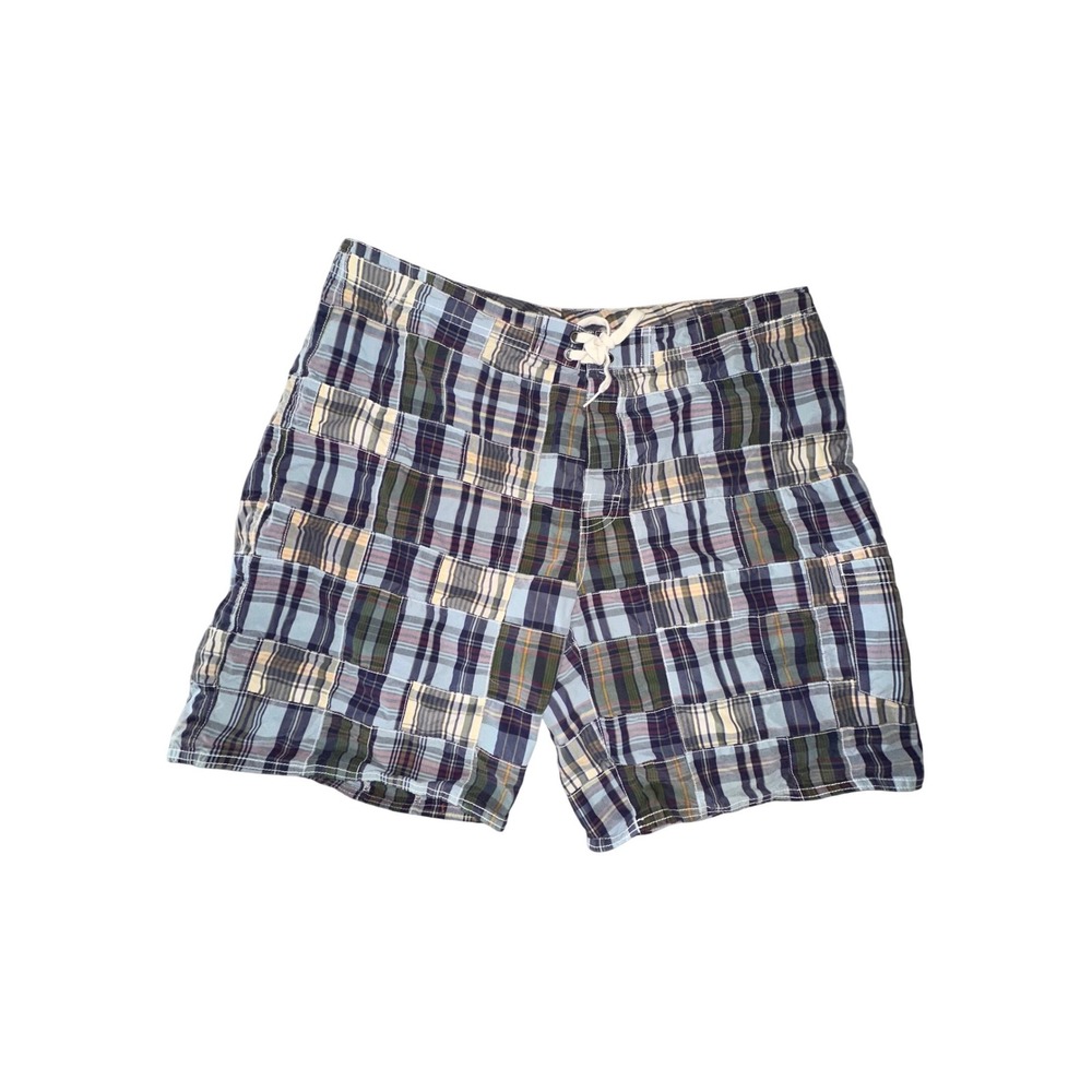 Polo Ralph Lauren Patchwork Madras Shorts Men's 36 Drawstring Preppy Cargo